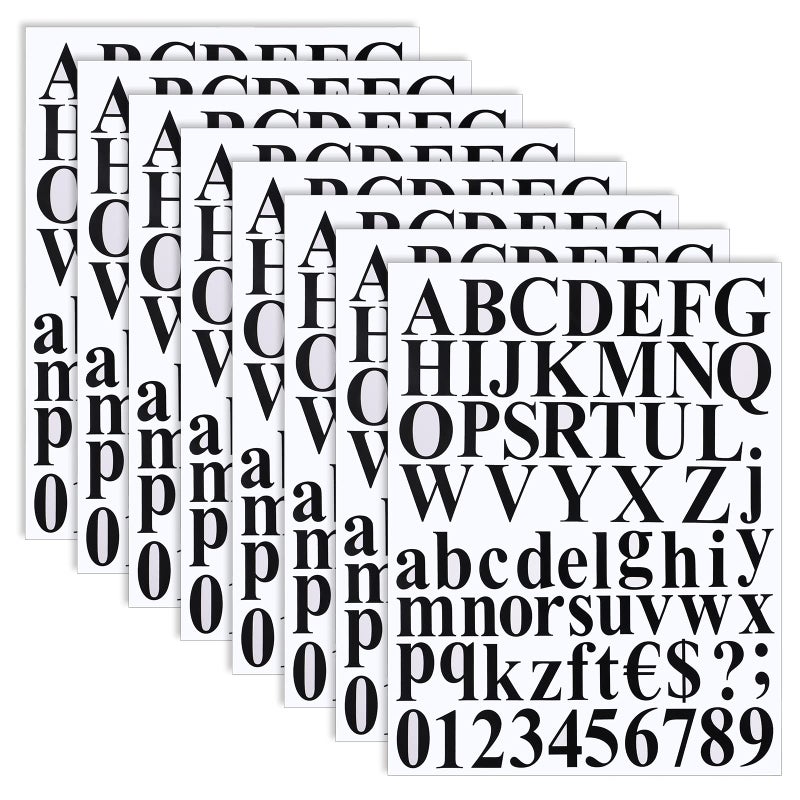 TaoBary 8 Sets 536 Pcs Vinyl Letter Number Stickers Alphabet Large Self Adhesive Mailbox Number Waterproof Stickers for Sign Door Business Address Decor2 InchBlack