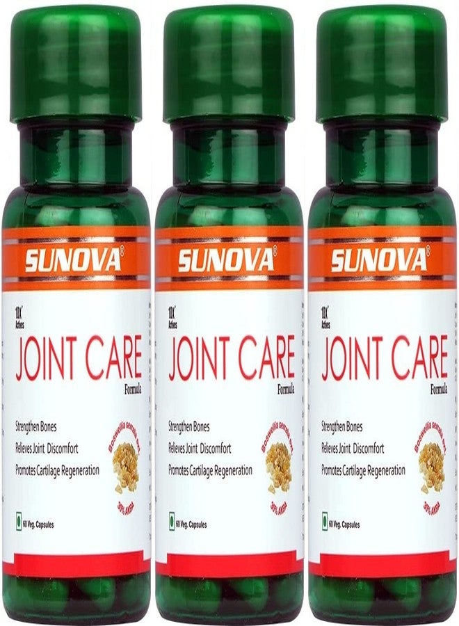 SUNOVA Joint Care Capsules, A Joint Health Support Supplement Made with Boswellia Serrata Extract and 30% AKBA for Strengthening Bones and Relieving Joint Discomfort, 60 Veg Capsules x Pack of 3 - Image 1