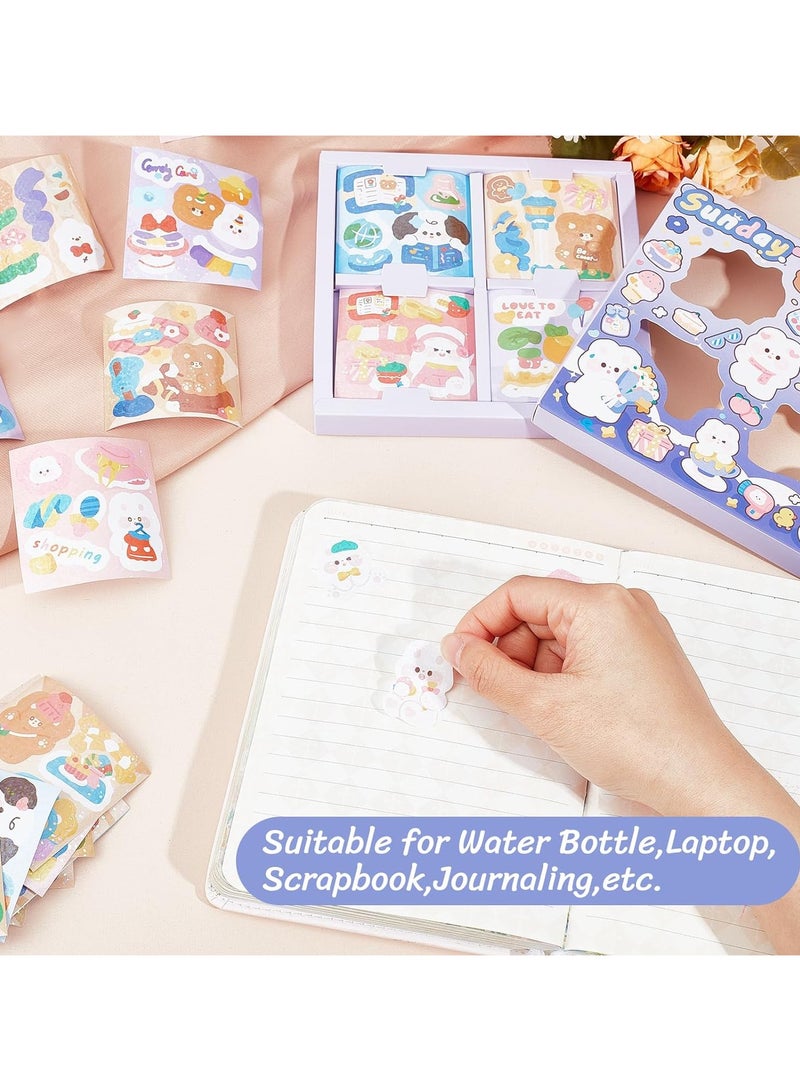 SYOSI مجموعة ملصقات ديكو لدفتر القصاصات 4 ورقات، ملصقات حيوانات لاصقة ذاتياً، لتزيين دفاتر الملاحظات وحرف الزينة (100 قطعة) - Image 3