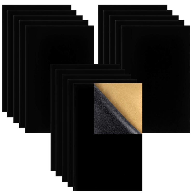 Thyores 15PCS Stick Black Felt Self Adhesive Felt Sheets DIY Velvet Fabric for Art Crafts Jewelry Drawer Craft Fabric and Craft Making A4 Size83 x 118