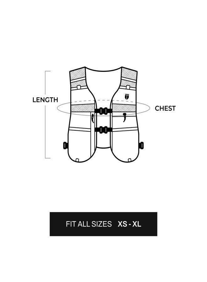 تيجو سترة ترطيب TEGO Pacer Trail | حقيبة ترطيب للجري والمشي لمسافات طويلة | سترة جري قابلة للتعديل مع مساحة تخزين، وجيب للخزان، وتفاصيل عاكسة للضوء | متوافقة مع القوارير المرنة وأكياس الماء سعة 2 لتر (أسود) - Image 3