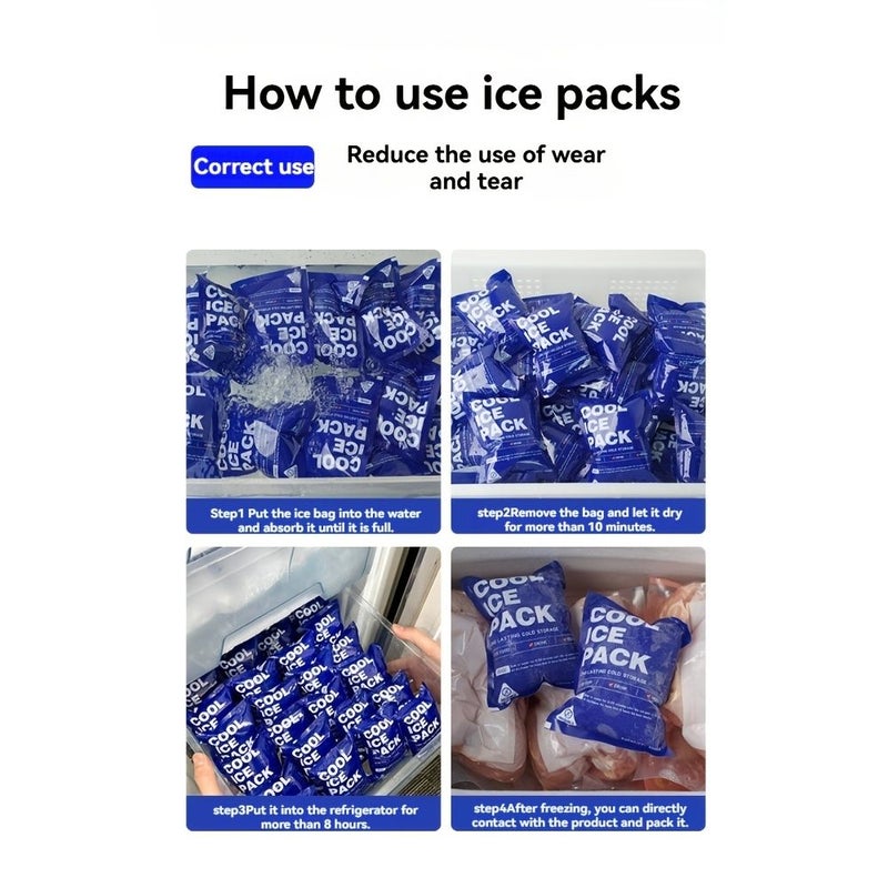4pcs Reusable Portable Self Absorbent Ice Bag 200ml Leak Proof Cooling Bag For Food Preservation And Transportation Portable Freezer Block Cooler Suitable For Outdoor Camping And Picnics RV Travel Refrigerator Ice Packs - Image 3