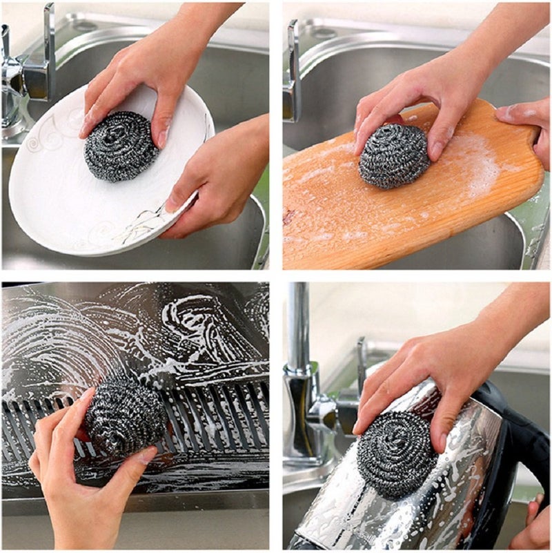 KTOJOY 6 Pack Stainless Steel Wool Scrubber, Scrubbing Scouring Pad, Steel Wool Scrubber for Kitchens, Bathroom and More - Image 5