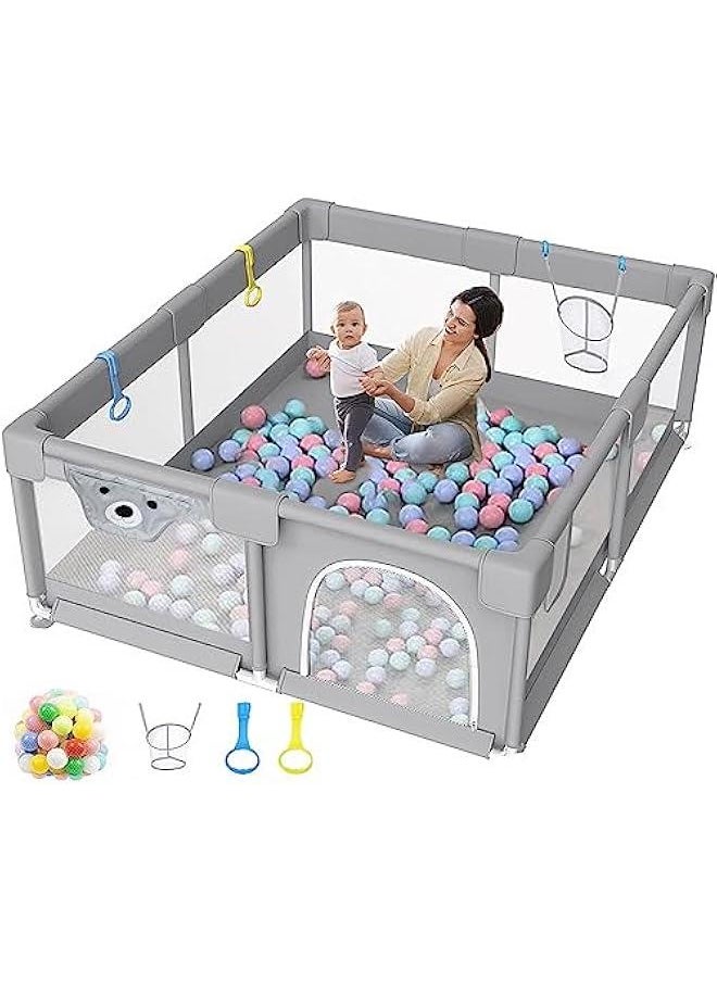 Gonice Baby Playpen, 200 * 180cm Playpen for Toddlers, with Door and Suction Cup, Baby Safe Activity Center, Large Playpen, Baby Bumper Foam Playpen with Breathable Mesh, Safe Playpen for Toddlers  - Image 1