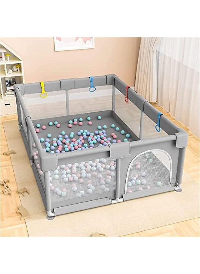 Gonice Baby Playpen, 200 * 180cm Playpen for Toddlers, with Door and Suction Cup, Baby Safe Activity Center, Large Playpen, Baby Bumper Foam Playpen with Breathable Mesh, Safe Playpen for Toddlers  - Image 4
