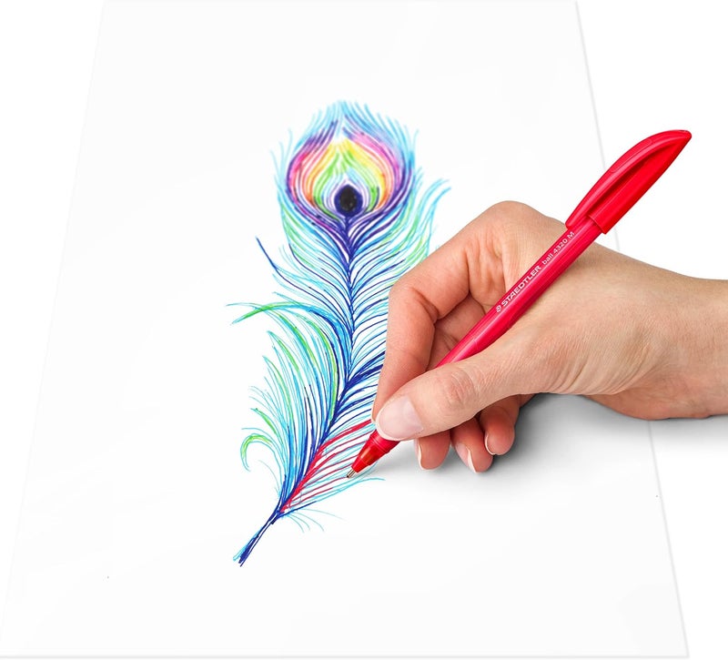 STAEDTLER 4320 MC10 Stick Rainbow Ballpoint Pen - Assorted Colours (Pack of 10) - Image 5