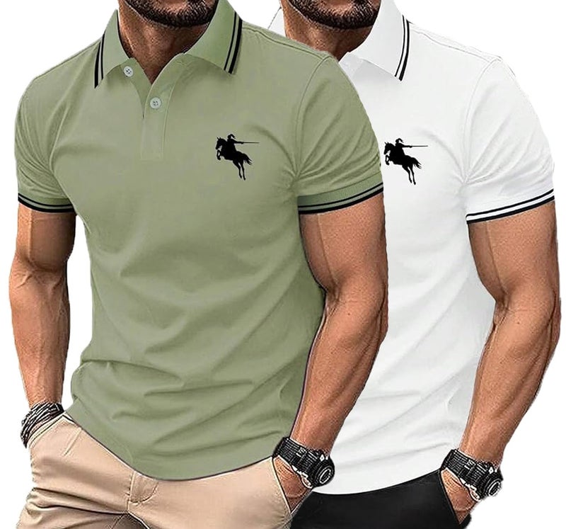 Lymio Polo T Shirt for Men || Men Casual T-Shirt || Polo Available in Combo Pack of 2 (Polo-18-20-White-Grey-2XL) - Image 1