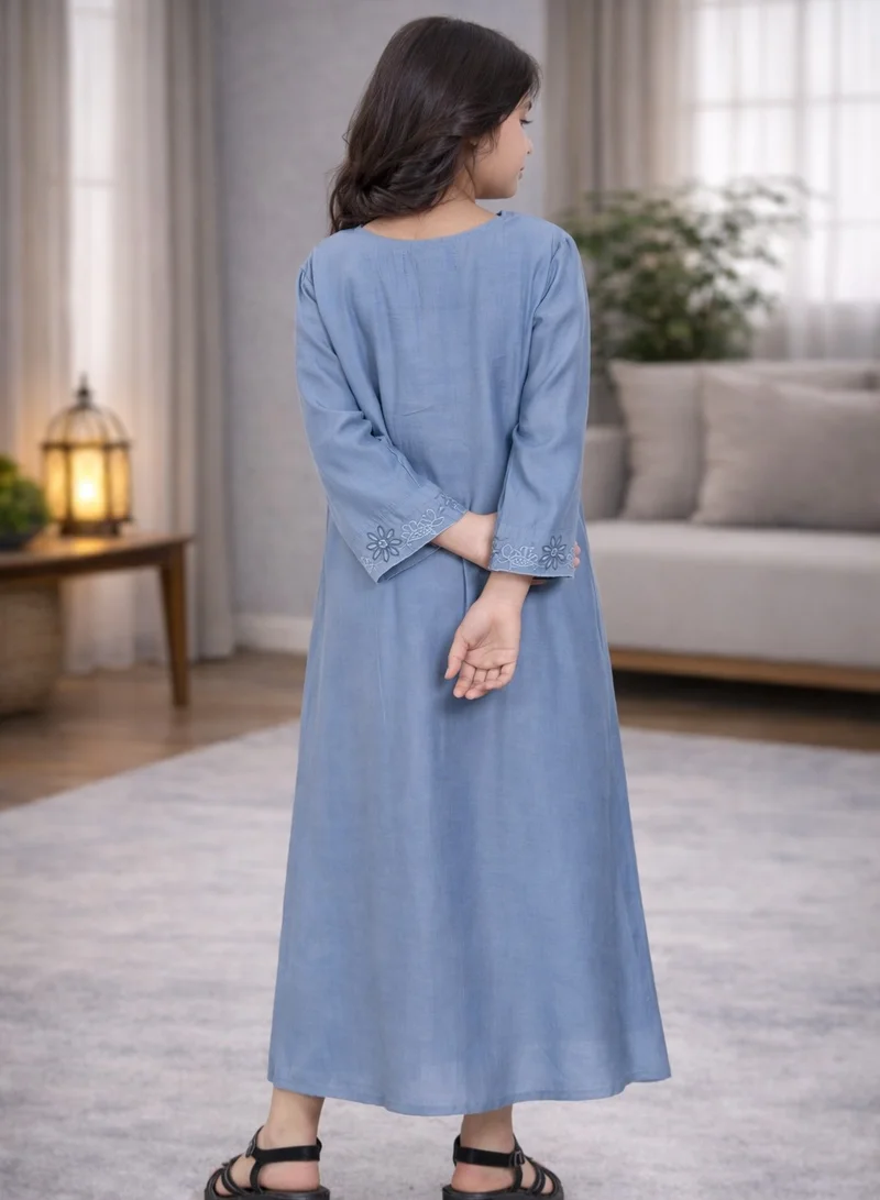 Artemea  SOFT SHINY SATIN FINISH EMBROIDERED JALABIYA for Women | Best Price UAE