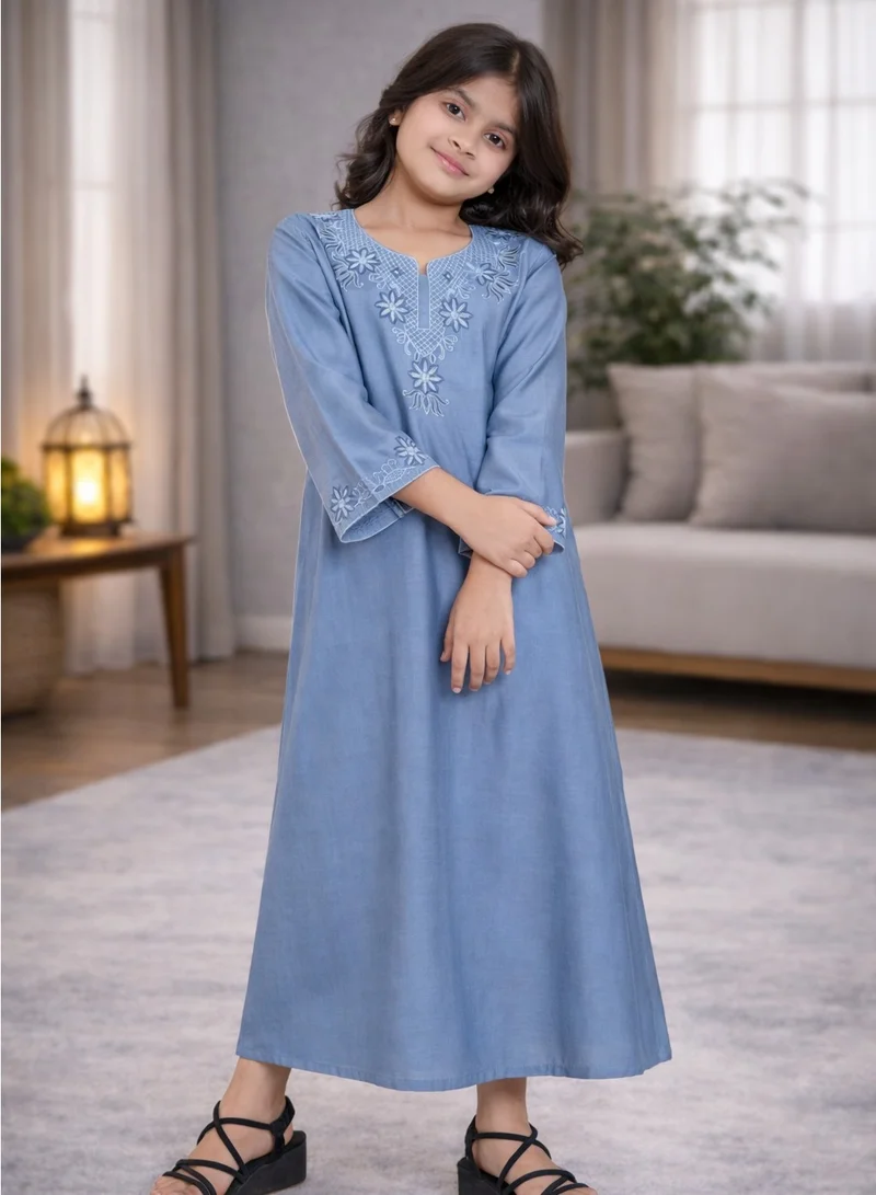Artemea  SOFT SHINY SATIN FINISH EMBROIDERED JALABIYA for Women | Best Price UAE