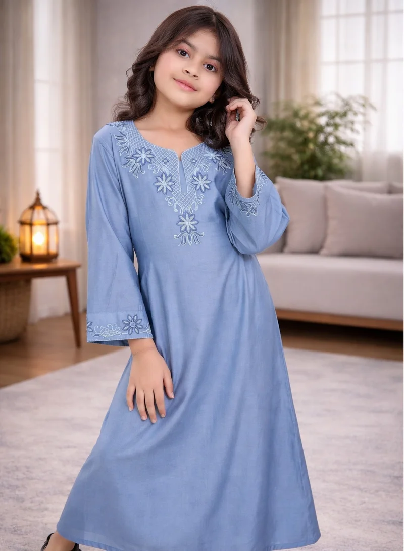 Artemea SOFT SHINY SATIN FINISH EMBROIDERED JALABIYA