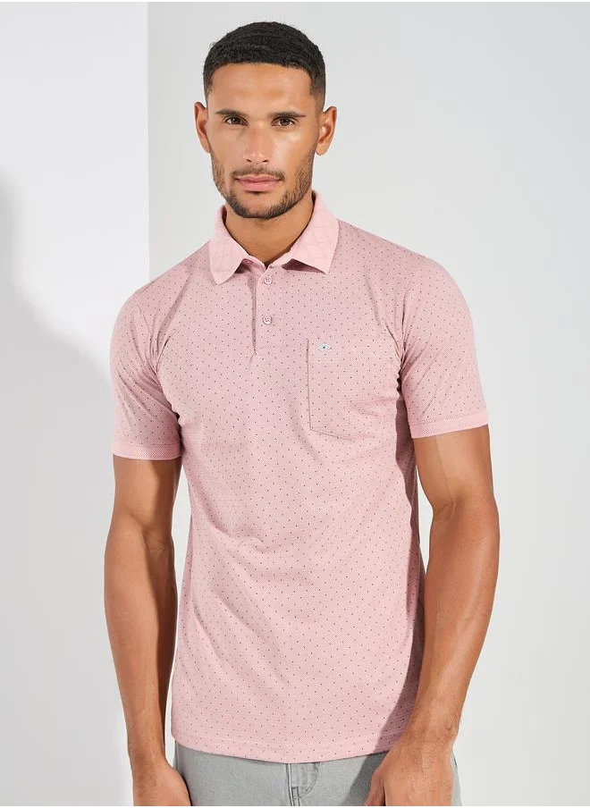 فورت كولينز Dot Print Regular Fit Polo by Styli