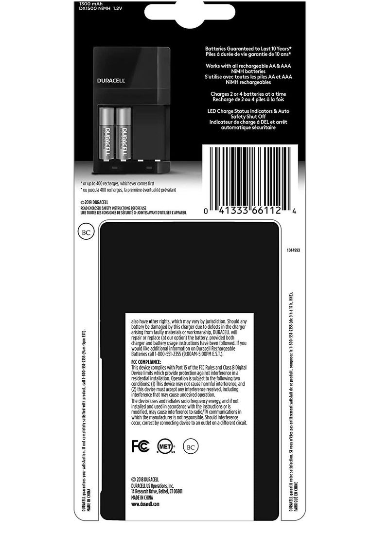 Duracell - Duracell - Battery Charger with 4 AA Batteries  - charger for AA and AAA batteries - Image 1