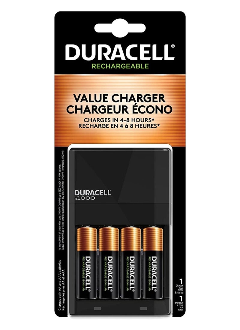 Duracell - Duracell - Battery Charger with 4 AA Batteries  - charger for AA and AAA batteries - Image 1