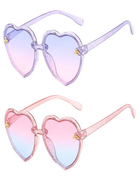 Heart-shaped Sunglasses for Kids Stylish Cute Bee Frame for Toddler Girls Boys Age 2-10 UV400 Protection, Children's Sunglasses Light Color Gradient Lens Jelly Frame Sunglasses