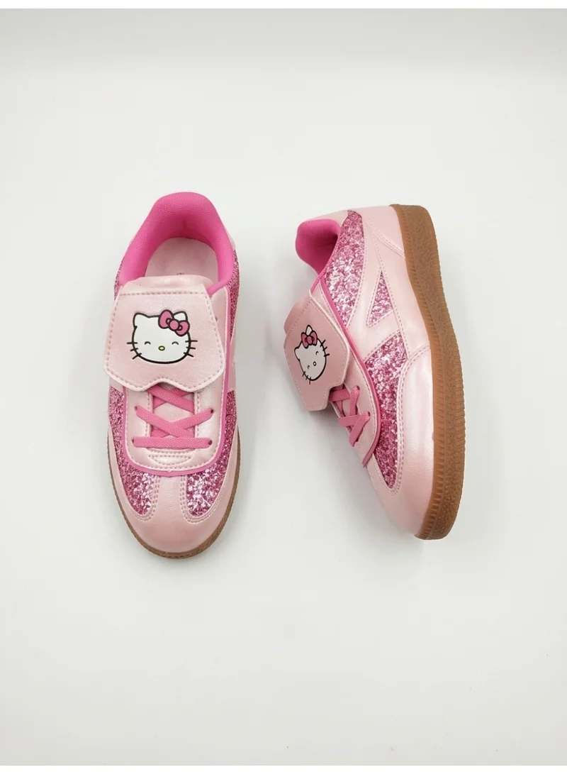 Hello Kitty Hello Kitty Girls' Pink Glitter Shoes with Hook-and-Loop Closure