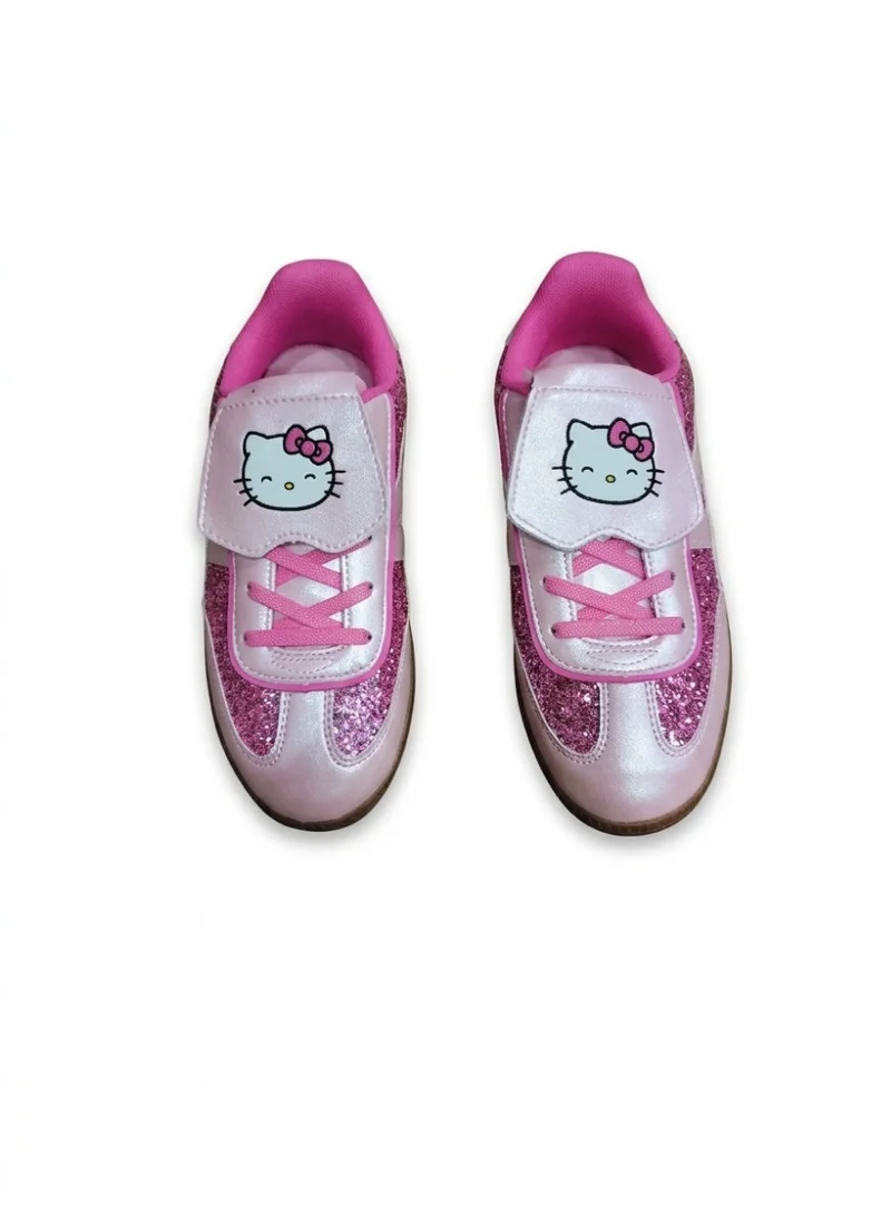 Hello Kitty Hello Kitty Girls' Pink Glitter Shoes with Hook-and-Loop Closure