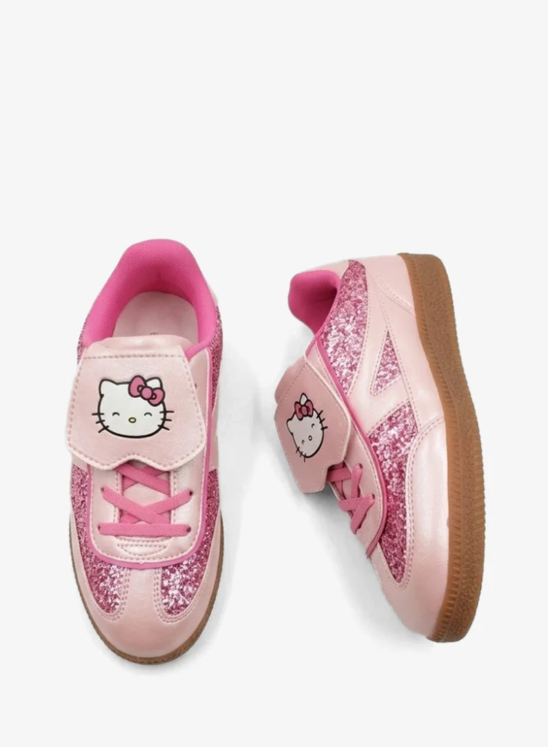 Hello Kitty Hello Kitty Girls' Pink Glitter Shoes with Hook-and-Loop Closure