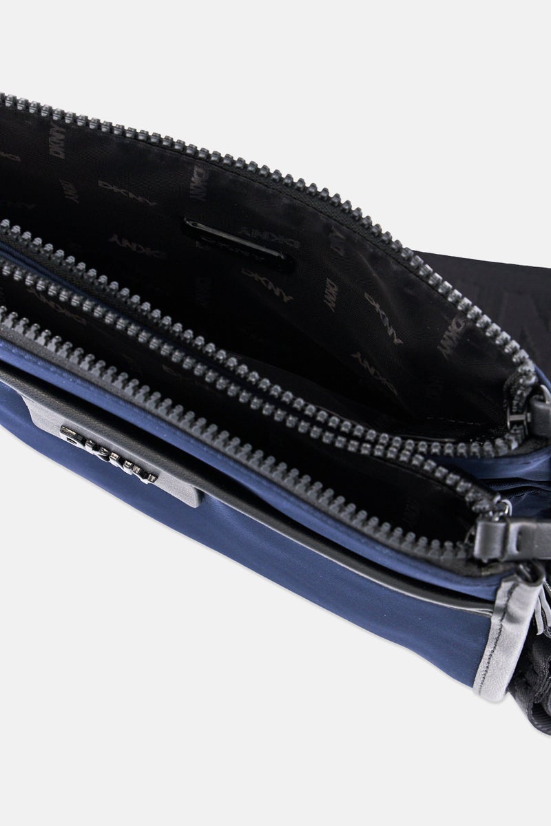 DKNY Women Brand Logo Cross Body Bag, Navy - Image 4