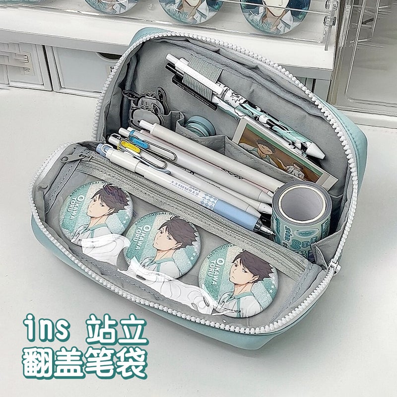 Japanese-Style Minimalist Pink Girly Folding Pencil Case, High-Capacity Stationery Bag for Middle and High School Girls with a High Aesthetic Appeal - Image 3