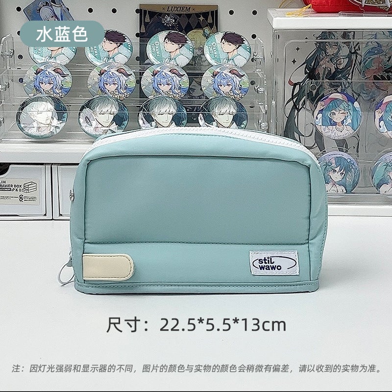Japanese-Style Minimalist Pink Girly Folding Pencil Case, High-Capacity Stationery Bag for Middle and High School Girls with a High Aesthetic Appeal - Image 1