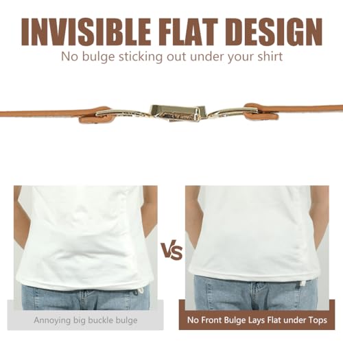 PALAY® Waist Belt for Women Dresses, 2pcs Ladies Belts for Women Jeans, Elastic Brown and Black Belt for Woman, Narrow Slim Belt for Dress Shirts Gown Blazer (Metal Interlock Buckles) - Image 4