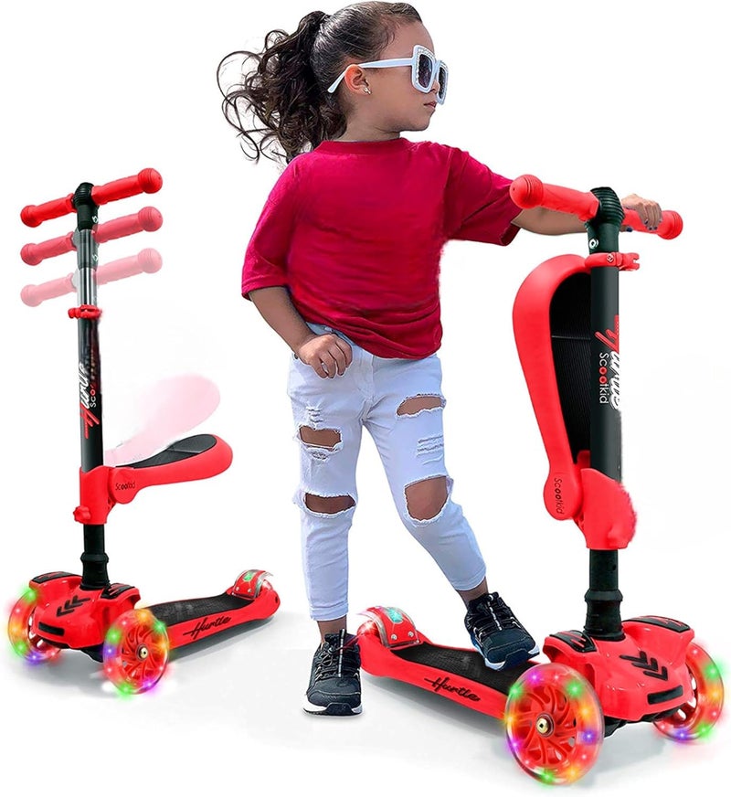 Hurtle Serenelife Kids Scooter, 3 Wheel Scooter for Kids, Foldable Kick Scooter for Child & Toddlers Ages 3-12, Adjustable Height and LED Light Up Wheels - Image 1