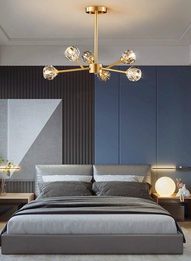 6 crystal chandeliers - Nordic chandeliers - modern and minimalist crystal electroplated luxury lamps - trendy lighting fixtures - molecular lamps - creative and individualistic living room lamps - Image 1