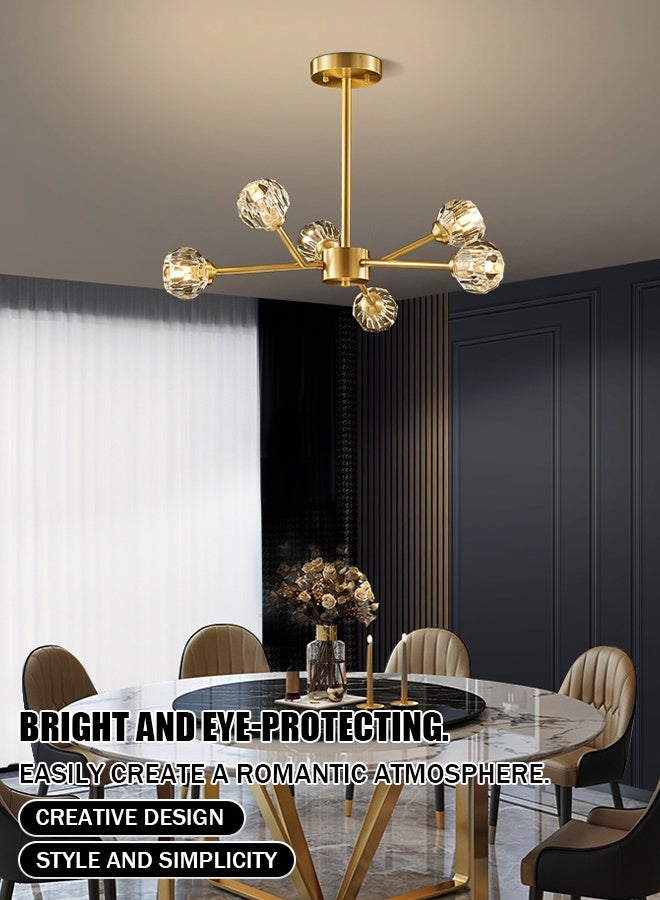 6 crystal chandeliers - Nordic chandeliers - modern and minimalist crystal electroplated luxury lamps - trendy lighting fixtures - molecular lamps - creative and individualistic living room lamps - Image 2