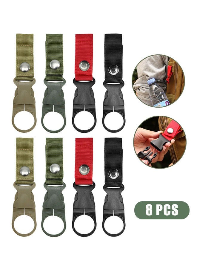 Generic 8 Pcs Bottle Hanging Buckle Clip, Outdoor Portable Water Bottle Ring Holder, Mineral Water Bottle Clip for Backpack Belt Beltc (Black+Red+Khaki+Green) - Image 1