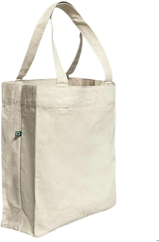 TBF Recycled Heavy Duty Plain Reusable Wholesale Blank Canvas Tote Bags in Bulk 13W x 15H x 5D - Image 1