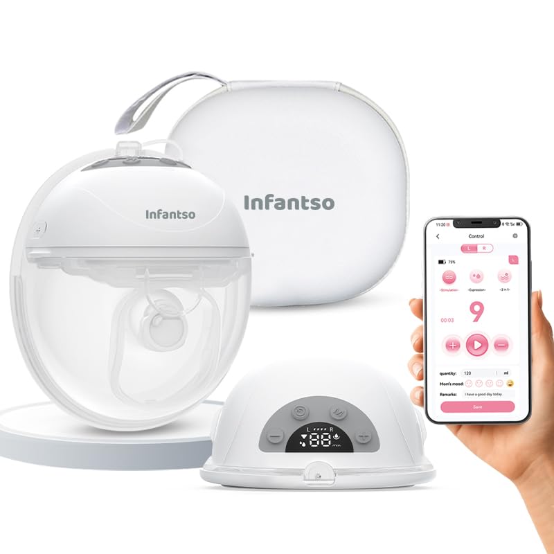 Infantso COMFIT Smart (Digitally OR Mobile App-Controlled) Wearable Compact / Sleek / Portable Breast Pump electrical, Hands-Free Electric Breast Pump for Feeding Mothers with 3-Phase Pumping, 9 Suction Levels, Smart LED Display, Quiet Operation, 180ml Leak-Proof milk Collector, Type-C Rechargeable Battery, FREE Care Package, (1 year Warranty) - Image 1