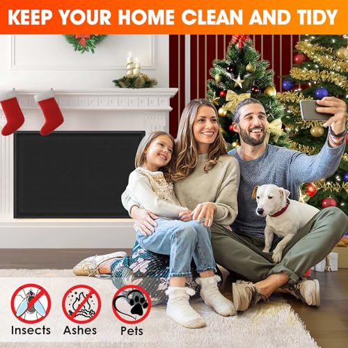CADARA Fireplace Blocker Blanket Stops Heat Loss, Magnetic Fireplace Draft Stopper, Indoor Fire Place Draft Cover with Hook and Loop Tapes, Cold Air Blocker Save Energy, Black 42" W x 36" H - Image 5