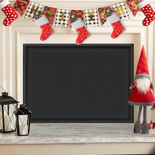 CADARA Fireplace Blocker Blanket Stops Heat Loss, Magnetic Fireplace Draft Stopper, Indoor Fire Place Draft Cover with Hook and Loop Tapes, Cold Air Blocker Save Energy, Black 42" W x 36" H - Image 1