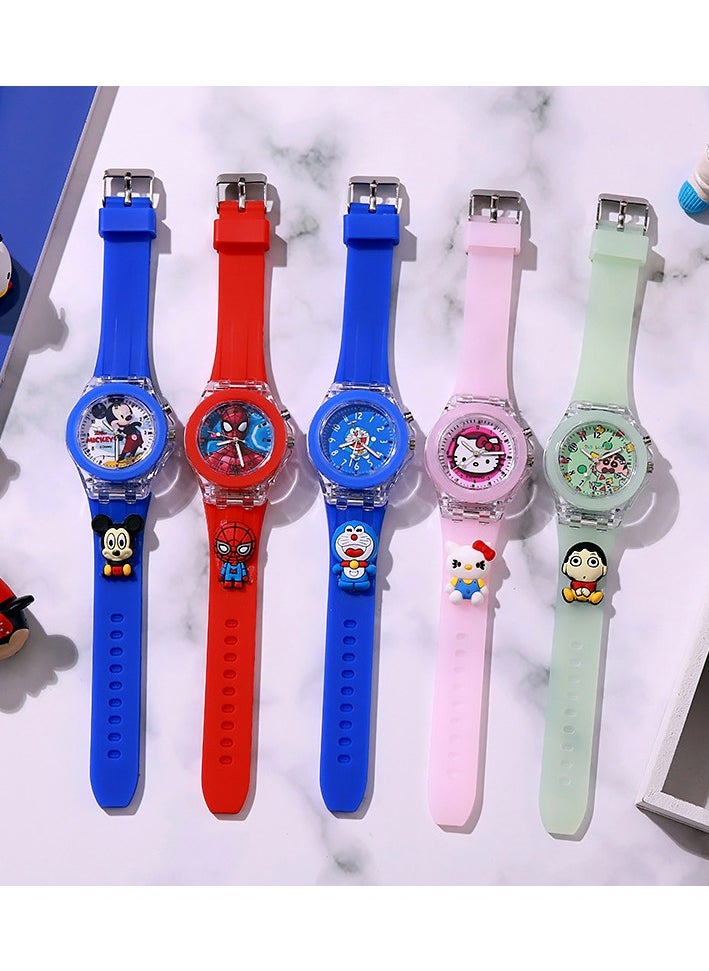 EzzySo - Children's Cartoon Light-Emitting Watch Marvel Spider-Man Boys And Girls With LCD Display Flashing Light Electronic Toy Watch - Image 1