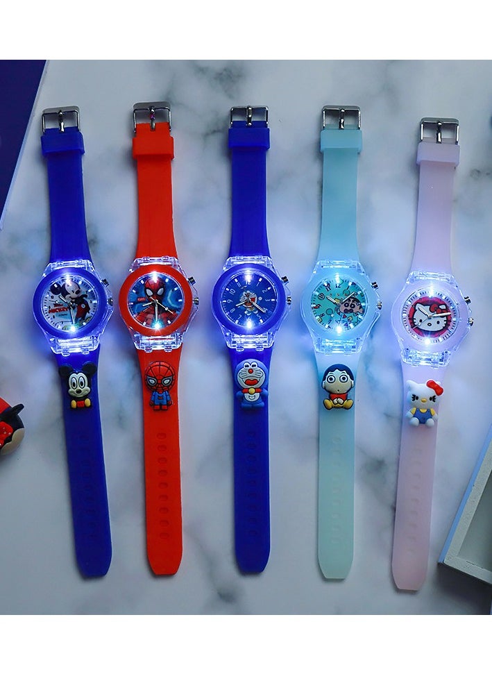 EzzySo - Children's Cartoon Light-Emitting Watch Marvel Spider-Man Boys And Girls With LCD Display Flashing Light Electronic Toy Watch - Image 1