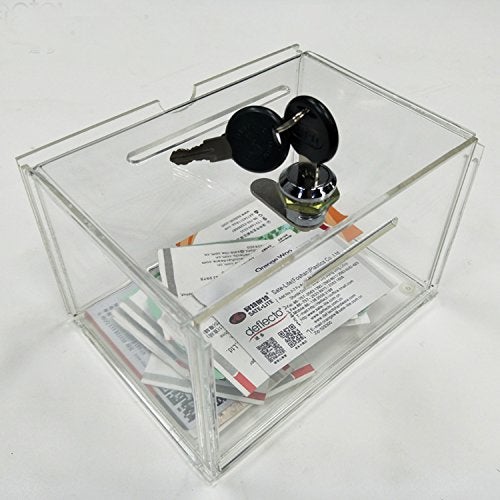 Yakri Acrylic Tips box, Ballot Box,Donation Collection Boxes with lock - safe and secure - Great for Business Card (L6.11xW4.53xH3.78inch) - Image 2