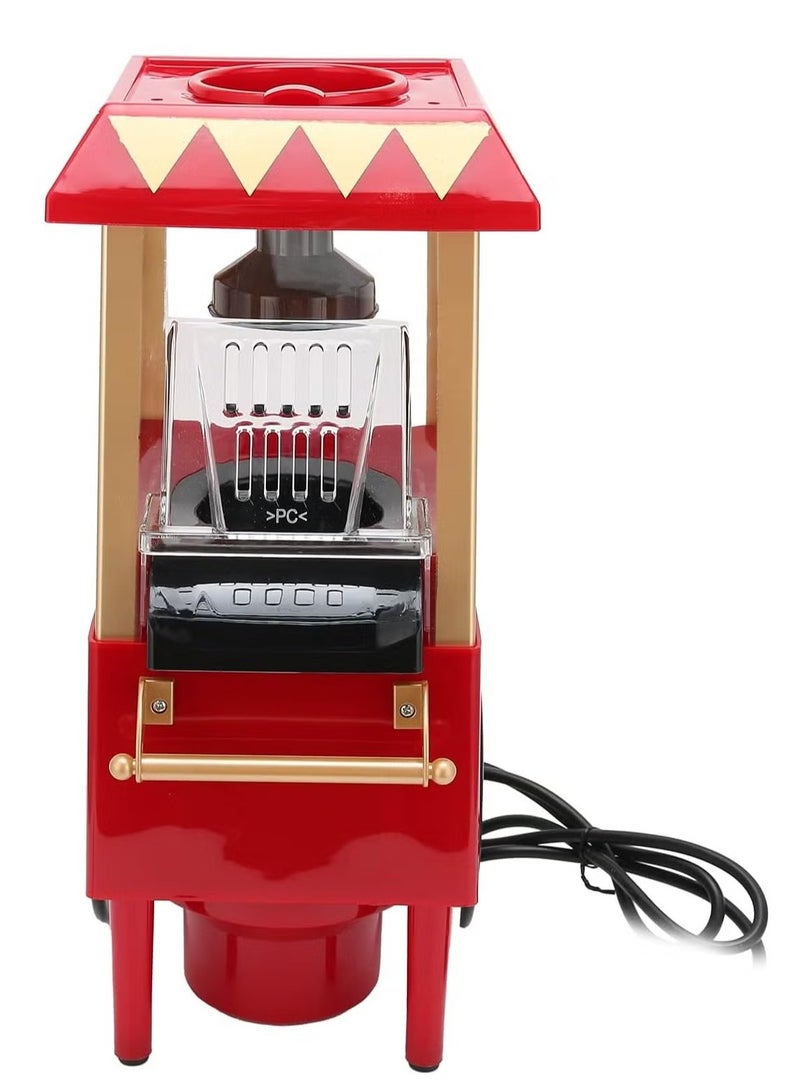 TIGER Mini Popcorn Maker | Automatic Popcorn Machine | Red Retro Model Popcorn Maker Household Hot-Air Popcorn Machine | Electric Popcorn Popper Corn Popper for Home Party/Movie Nights/Birthday Gift (UK)  - Image 1
