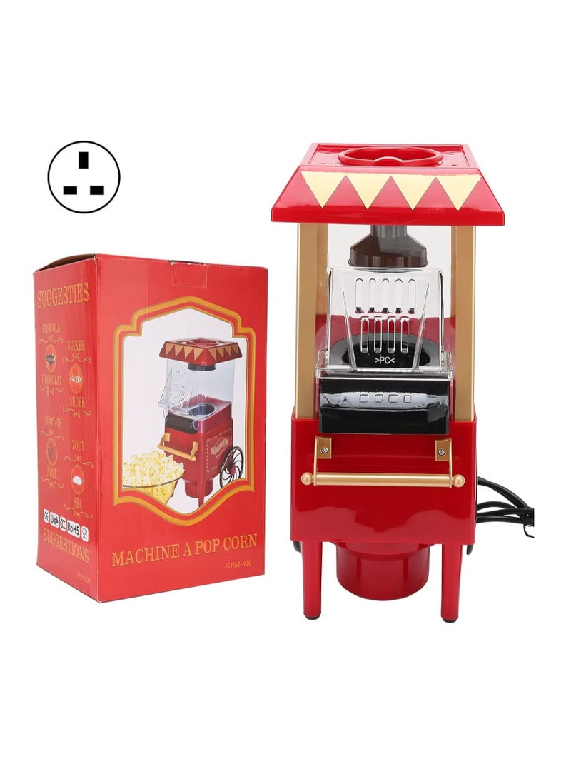 TIGER Mini Popcorn Maker | Automatic Popcorn Machine | Red Retro Model Popcorn Maker Household Hot-Air Popcorn Machine | Electric Popcorn Popper Corn Popper for Home Party/Movie Nights/Birthday Gift (UK)  - Image 2