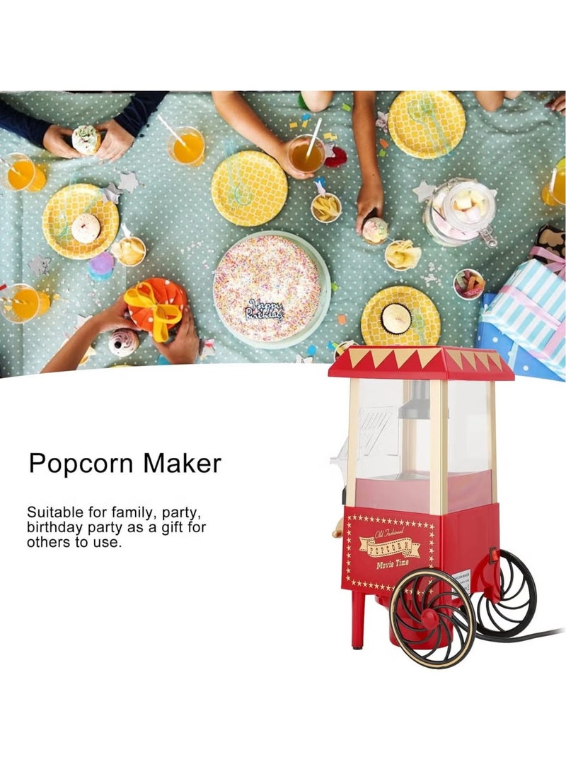 TIGER Mini Popcorn Maker | Automatic Popcorn Machine | Red Retro Model Popcorn Maker Household Hot-Air Popcorn Machine | Electric Popcorn Popper Corn Popper for Home Party/Movie Nights/Birthday Gift (UK)  - Image 3