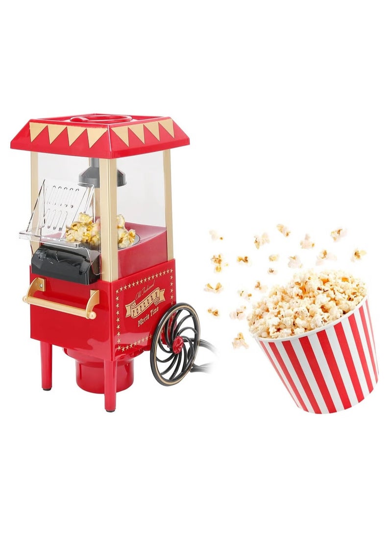 TIGER Mini Popcorn Maker | Automatic Popcorn Machine | Red Retro Model Popcorn Maker Household Hot-Air Popcorn Machine | Electric Popcorn Popper Corn Popper for Home Party/Movie Nights/Birthday Gift (UK)  - Image 4