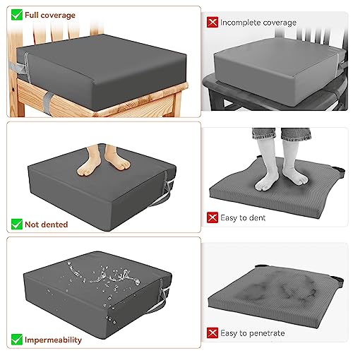 KOXUIUF Toddler Booster Seat for Dining Table, Washable Thick Strong Support Portable Booster Chair for Toddlers Eating, Easy Cleaning Booster Seat Cushion Detachable with Adjustable Straps (Dark Grey) - Image 5