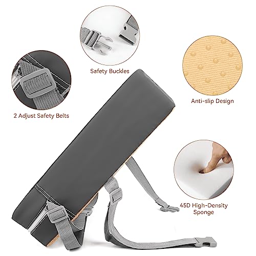 KOXUIUF Toddler Booster Seat for Dining Table, Washable Thick Strong Support Portable Booster Chair for Toddlers Eating, Easy Cleaning Booster Seat Cushion Detachable with Adjustable Straps (Dark Grey) - Image 2