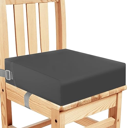 KOXUIUF Toddler Booster Seat for Dining Table, Washable Thick Strong Support Portable Booster Chair for Toddlers Eating, Easy Cleaning Booster Seat Cushion Detachable with Adjustable Straps (Dark Grey) - Image 1