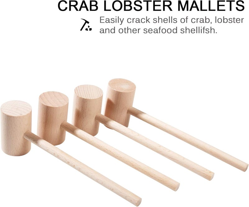 TDOCK 4Pcs Wooden Hammers, Natural Hardwood Crab Lobster Seafood Mallets - Image 4
