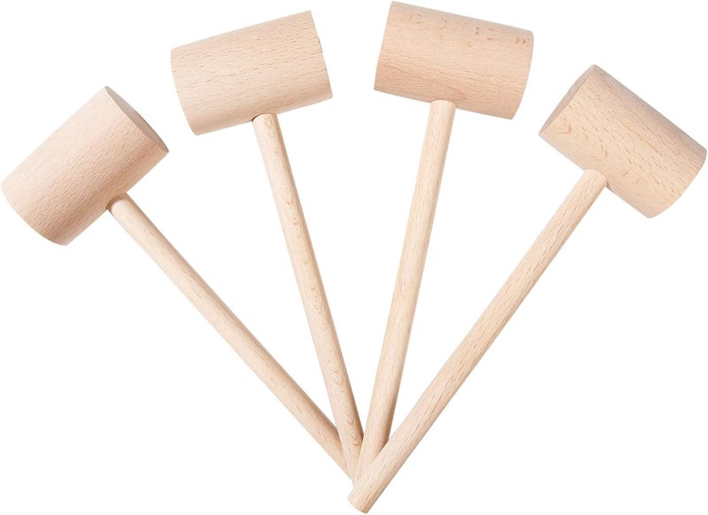 TDOCK 4Pcs Wooden Hammers, Natural Hardwood Crab Lobster Seafood Mallets - Image 1