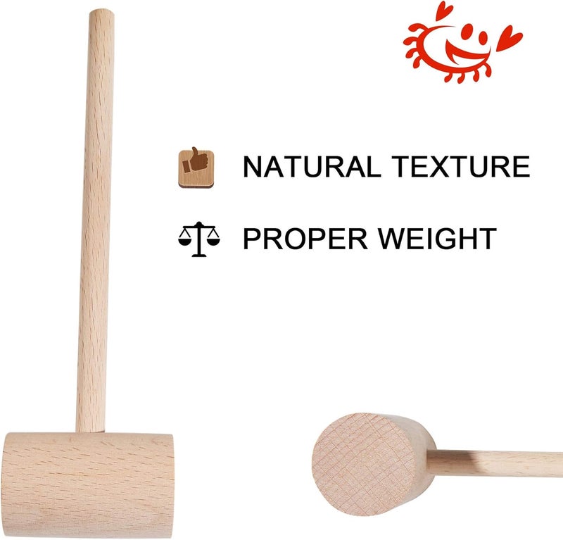 TDOCK 4Pcs Wooden Hammers, Natural Hardwood Crab Lobster Seafood Mallets - Image 3