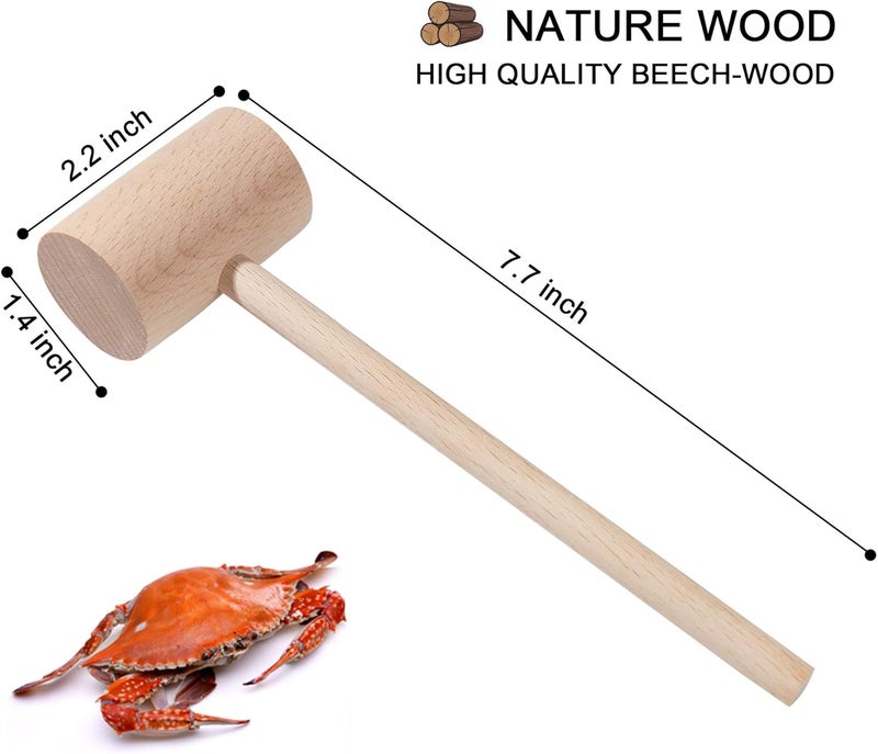 TDOCK 4Pcs Wooden Hammers, Natural Hardwood Crab Lobster Seafood Mallets - Image 2