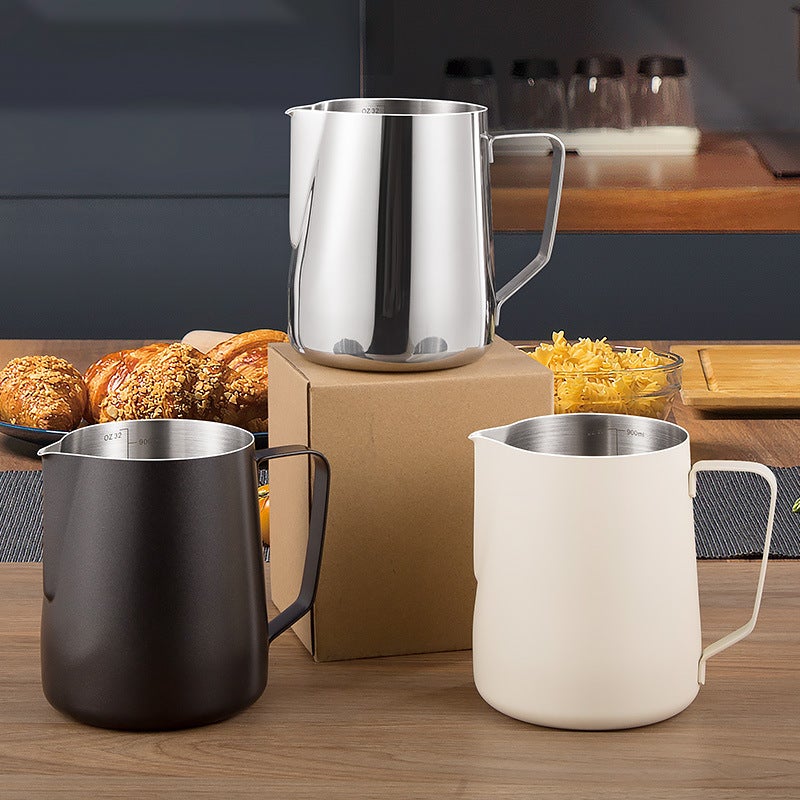 900ml Stainless Steel Latte Art Milk Pitcher, Pointed Spout for Frothing, Double V Spout, 304 Stainless Steel for Coffee Barista - Image 2
