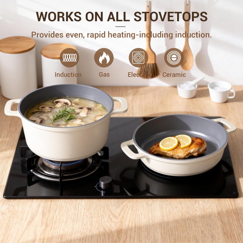 Ammeloo 8-Piece Non Stick Stock Pot with Lid, Ceramic Cooking Pot Set, 4.5 Qt All-in-One Non Toxic Soup Pot for All Stoves, Easy to Clean & Dishwasher Safe, Oven Safe, Induction Ready, PFOA PFAS Free - Image 4