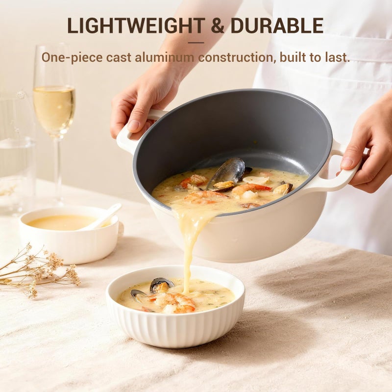 Ammeloo 8-Piece Non Stick Stock Pot with Lid, Ceramic Cooking Pot Set, 4.5 Qt All-in-One Non Toxic Soup Pot for All Stoves, Easy to Clean & Dishwasher Safe, Oven Safe, Induction Ready, PFOA PFAS Free - Image 5